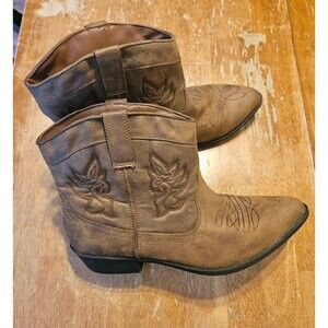 Cowgirl Boots Size 9 Arizona Jean Company Memory Foam Brown Country Festival